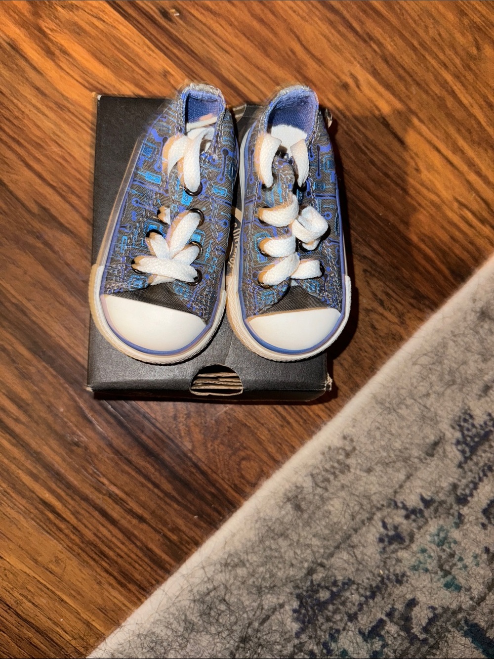 Converse Kids Blue Patterned Canvas Sneakers with White Toe Cap